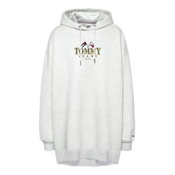 Tommy Jeans Hoodie dress with embroidered logo - silver/white (PJ4)