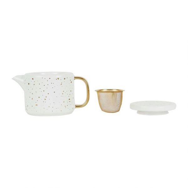 SEMA Design Teapot with filter - gold/white (Blanc)
