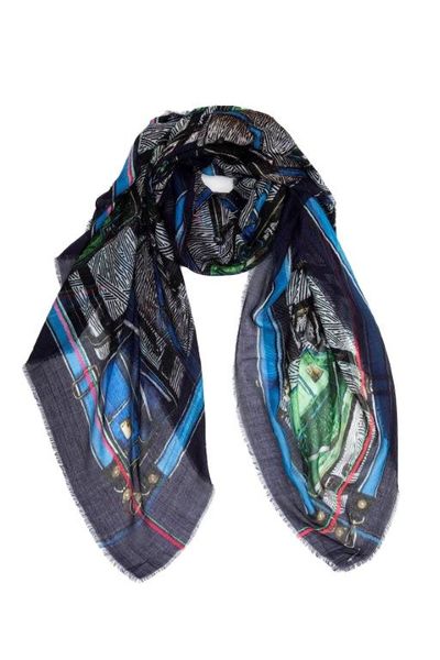 MOMENT Scarf with a print - blue (116)