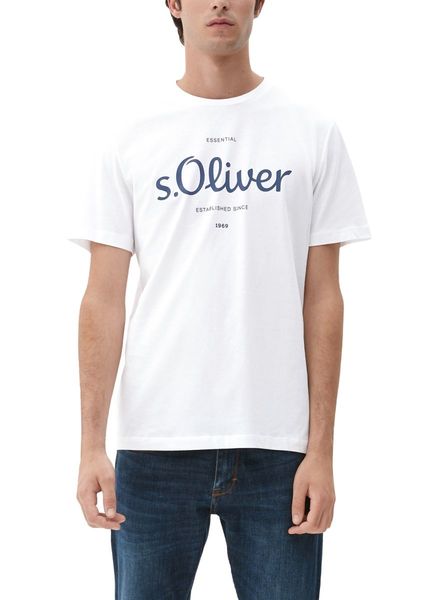 s.Oliver Red Label Regular fit: T-shirt with label print - white (01D1)