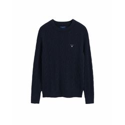 Gant Lamb's wool crew neck sweater with twists - blue (433)