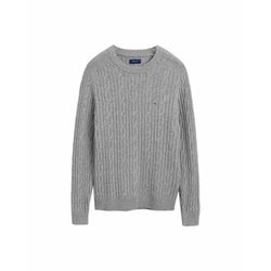 Gant Lamb's wool crew neck sweater with twists - gray (93)