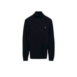 Gant Cotton turtleneck sweater with cable knit pattern - blue (433)