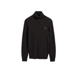 Gant Cotton turtleneck sweater with cable knit pattern - black (97)