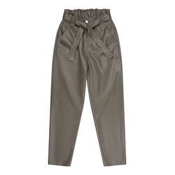 Esqualo Leather paperbag trousers - green (317)