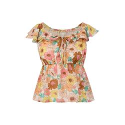 Q/S designed by Cotton blouse top - pink/yellow (08A0)