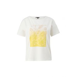 comma T-shirt en modal mélangé - blanc/jaune (01D2)
