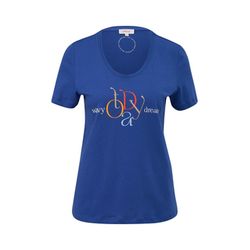 s.Oliver Red Label T-shirt en coton avec impression sur le devant   - bleu (56D0)