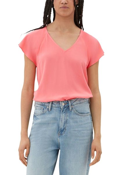 Q/S designed by Viscose blouse with a V-neckline - pink (4281)