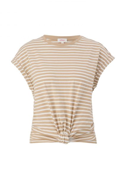 s.Oliver Red Label T-shirt with knot detail - beige (84G4)