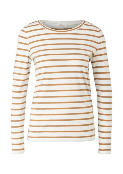 s.Oliver Red Label Striped long sleeve jersey top - brown/white (84G2)