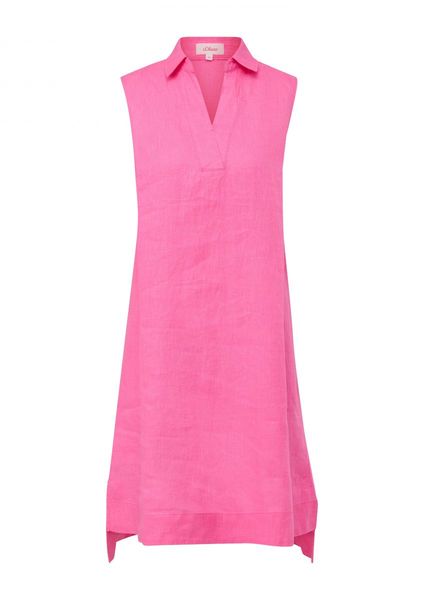 s.Oliver Red Label Leinenkleid mit V-Ausschnitt   - pink (4426)