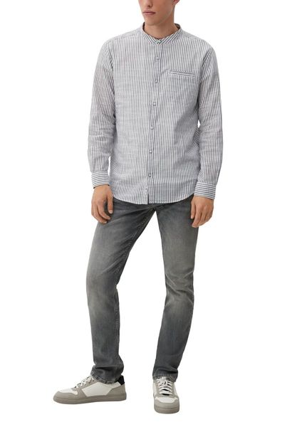Q/S designed by Slim: shirt with stand up collar - gray/white (98G0)