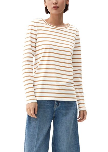 s.Oliver Red Label Striped long sleeve jersey top - brown/white (84G2)