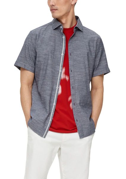 s.Oliver Red Label Slim : chemise avec structure en fil flammé  - bleu (59W2)