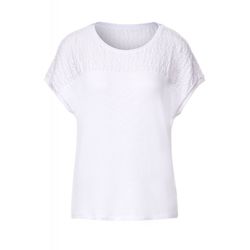 Street One T-shirt with lace details - white (10000)