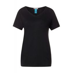 Street One V-neck shirt with lace - black (10001)