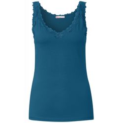 Street One Top with lace insert - blue (14718)