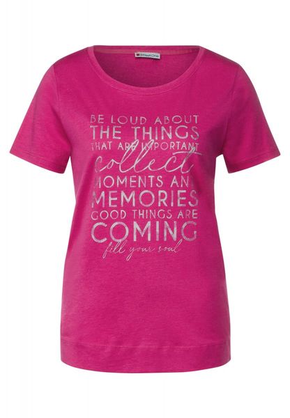 Street One T-shirt avec wording multicolore - rose (34717)