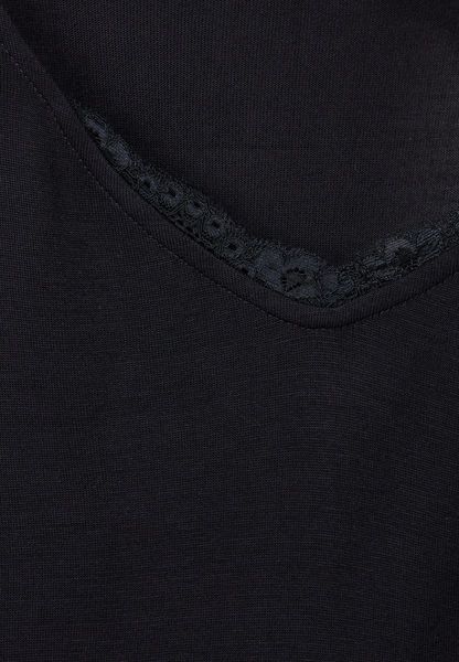 Street One T-shirt à col en V avec dentelle - noir (10001)