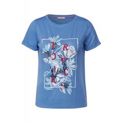 Cecil T-shirt imprimé aspect lin - bleu (32770)