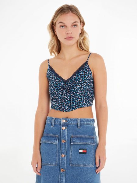 Tommy Jeans Crop top with floral print - blue (0G1)