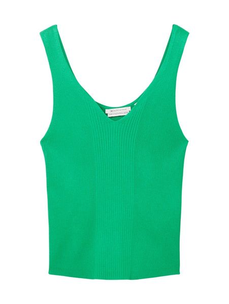 Tom Tailor Denim Top with a ribbed texture - green (17327)