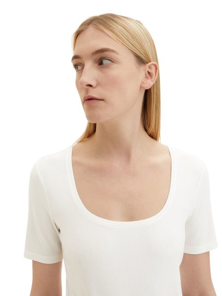 Tom Tailor T-shirt avec structure côtelée - blanc (10315)