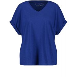 Samoon T-Shirt aus Leinen-Mix - blau (08750)
