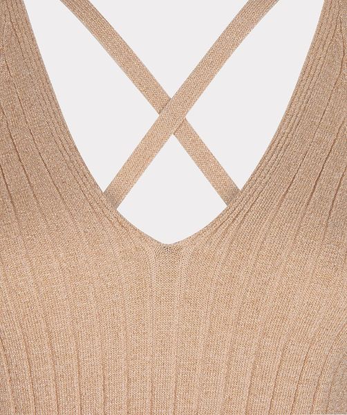 Esqualo Rib singlet with lurex thread and cross body at the back. - beige (SAND)