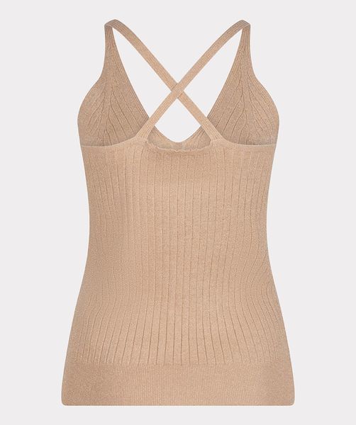 Esqualo Rib singlet with lurex thread and cross body at the back. - beige (SAND)