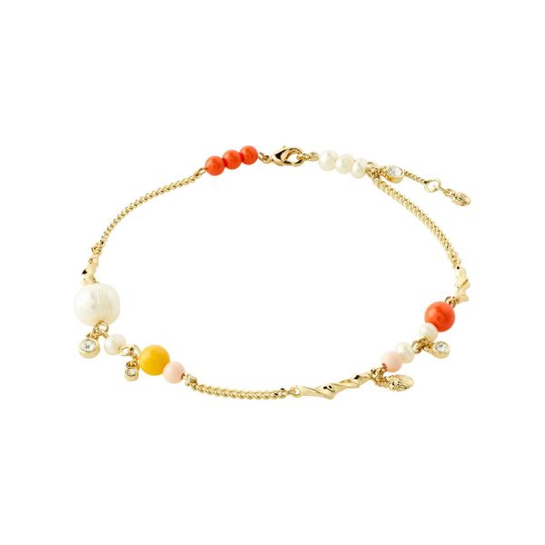 Pilgrim Crystal & freshwater pearl ankle chain  - gold (GOLD)