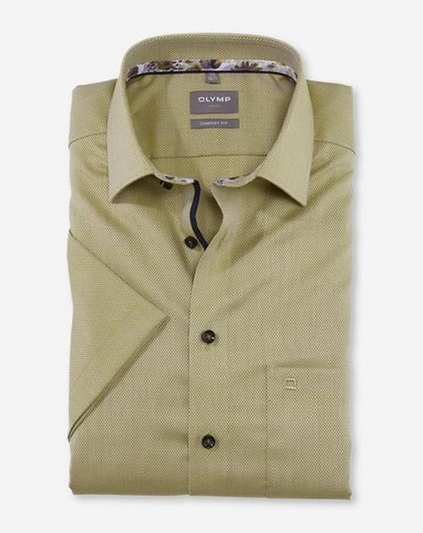 Olymp Comfort Fit : Business shirt with short sleeves - green (44)