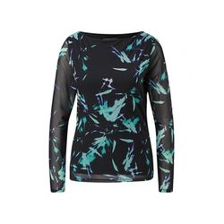 comma T-shirt à manches longues en mesh - noir/vert/bleu (99B4)