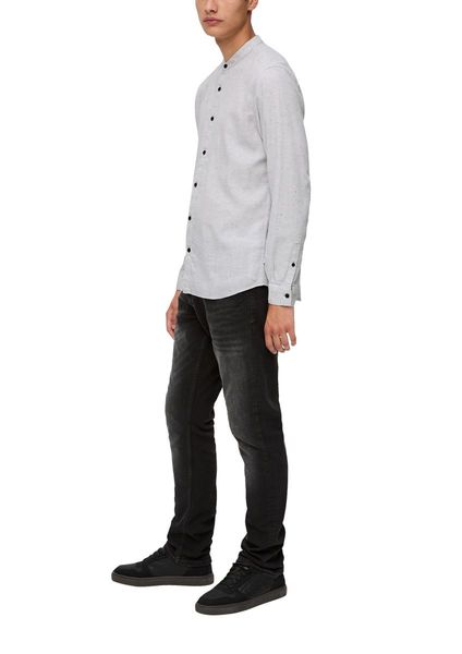 Q/S designed by Slim: Melange shirt with stand-up collar  - white (01W0)