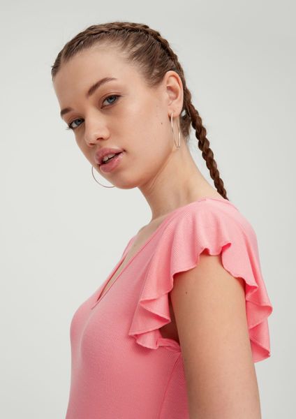 Q/S designed by Modal mix ribbed shirt  - pink (4281)