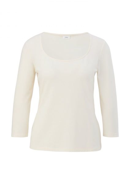 s.Oliver Black Label T-shirt long en coton stretch - white (0700)
