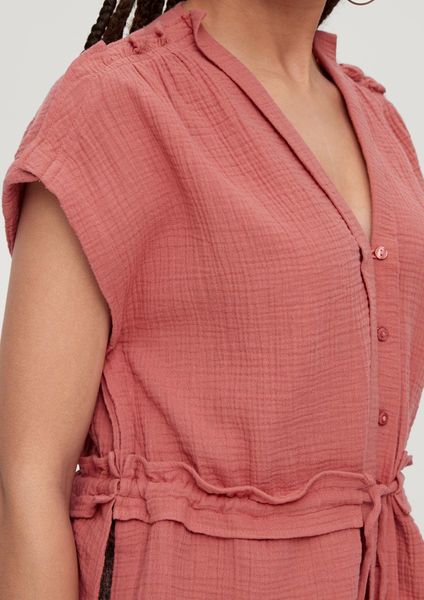 Q/S designed by Waffle piqué short sleeve blouse - orange (2069)