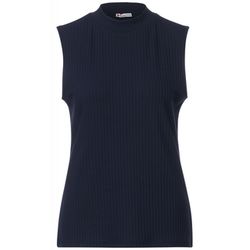 Street One Ribbed top with stand-up collar - blue (11238)