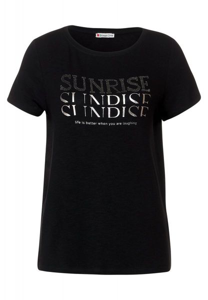 Street One T-shirt with wording print - black (20001)
