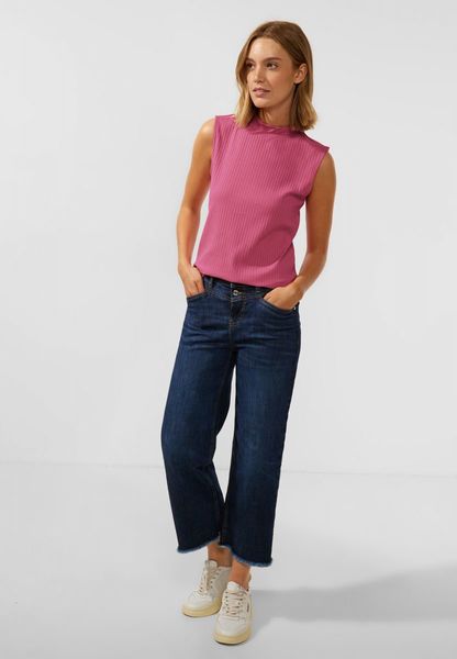 Street One Ribbed top with stand-up collar - pink (14963)