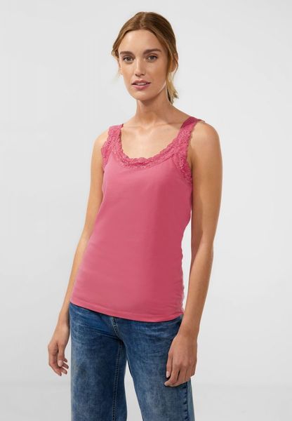 Street One Basic top with lace - pink (14963)