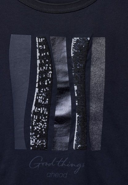 Street One Artwork shirt with sequins - blue (21238)