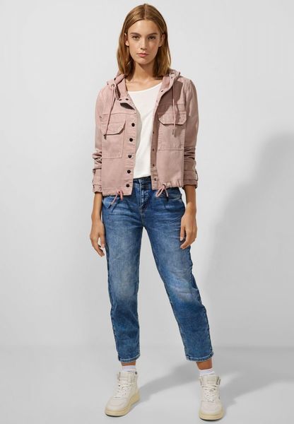 Denim jacket with hot sale pink hoodie