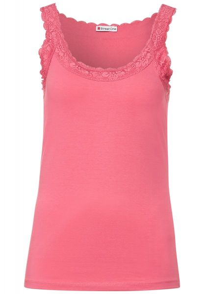 Street One Basic top with lace - pink (14963)