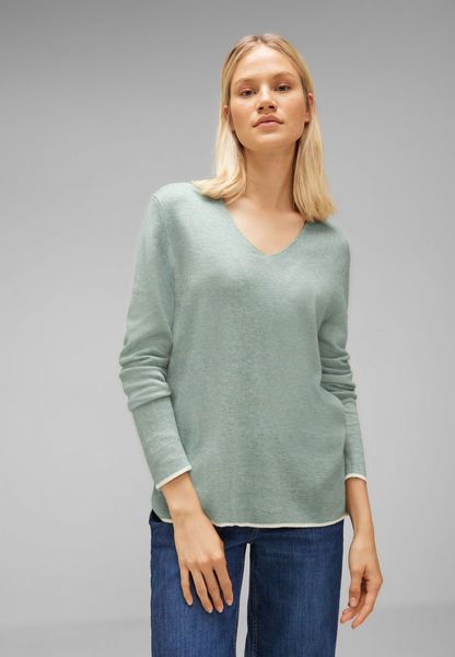 Street One V-neck sweater - green (25035)