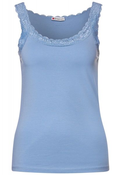 Street One Basic top with lace - blue (14964)