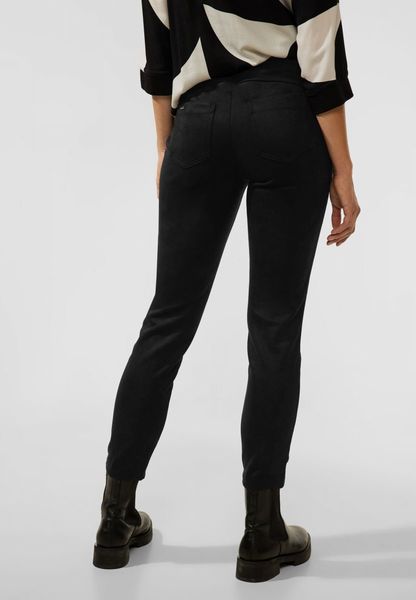 Street One Skinny pants in velour look - black (10001)