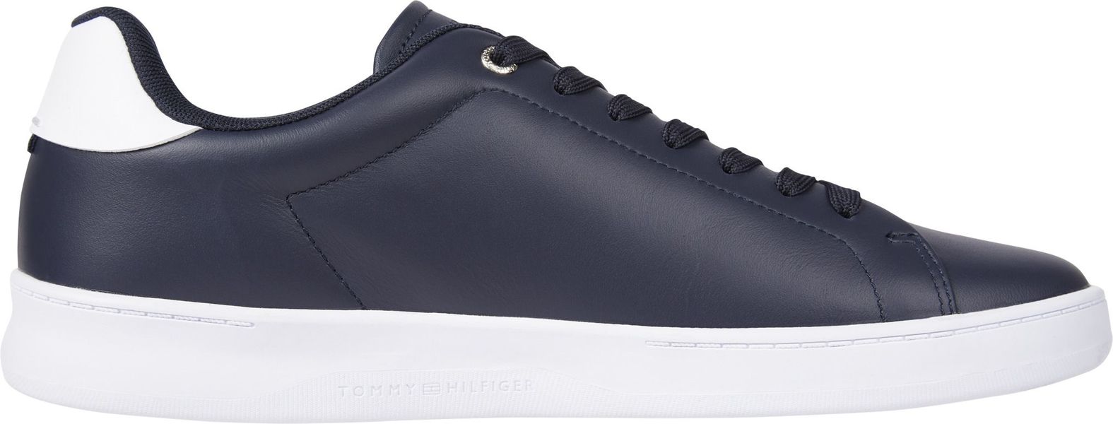 Tommy Hilfiger Leather sneaker with cupsole and contrast heel - blue (DW5)