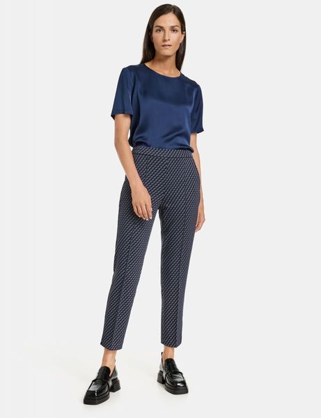 Gerry Weber Collection 7/8 stretch trousers with side slits - black/blue (01080)